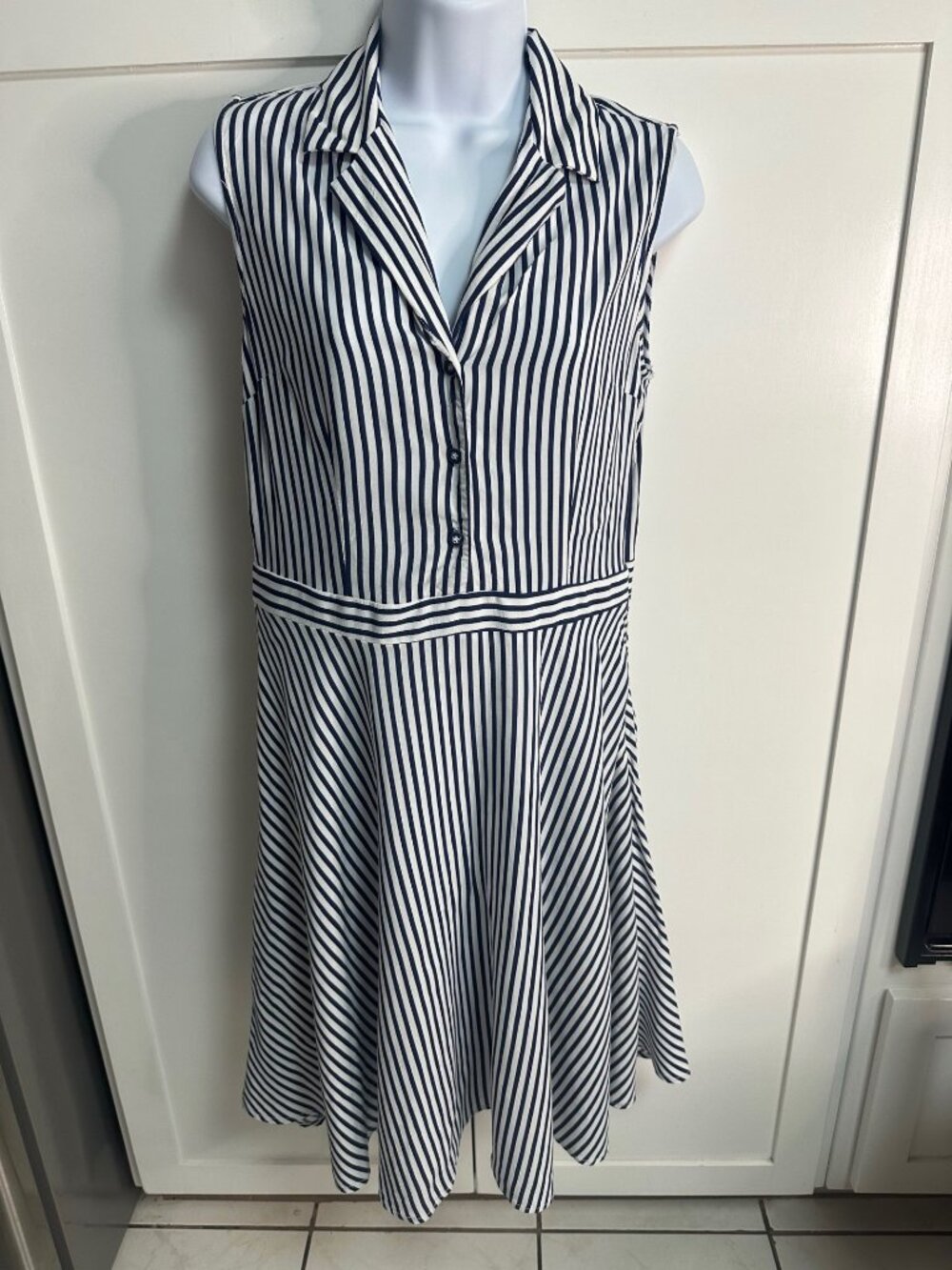 Atelier Women's Stripped Sleeveless Dress S 10  Petite  Mexican Casual Comfort